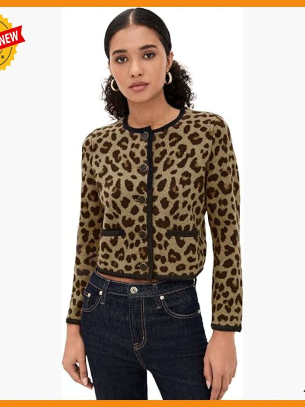 Mid-Weight Stretch Knit Cardigan with Gold Buttons and Pockets
